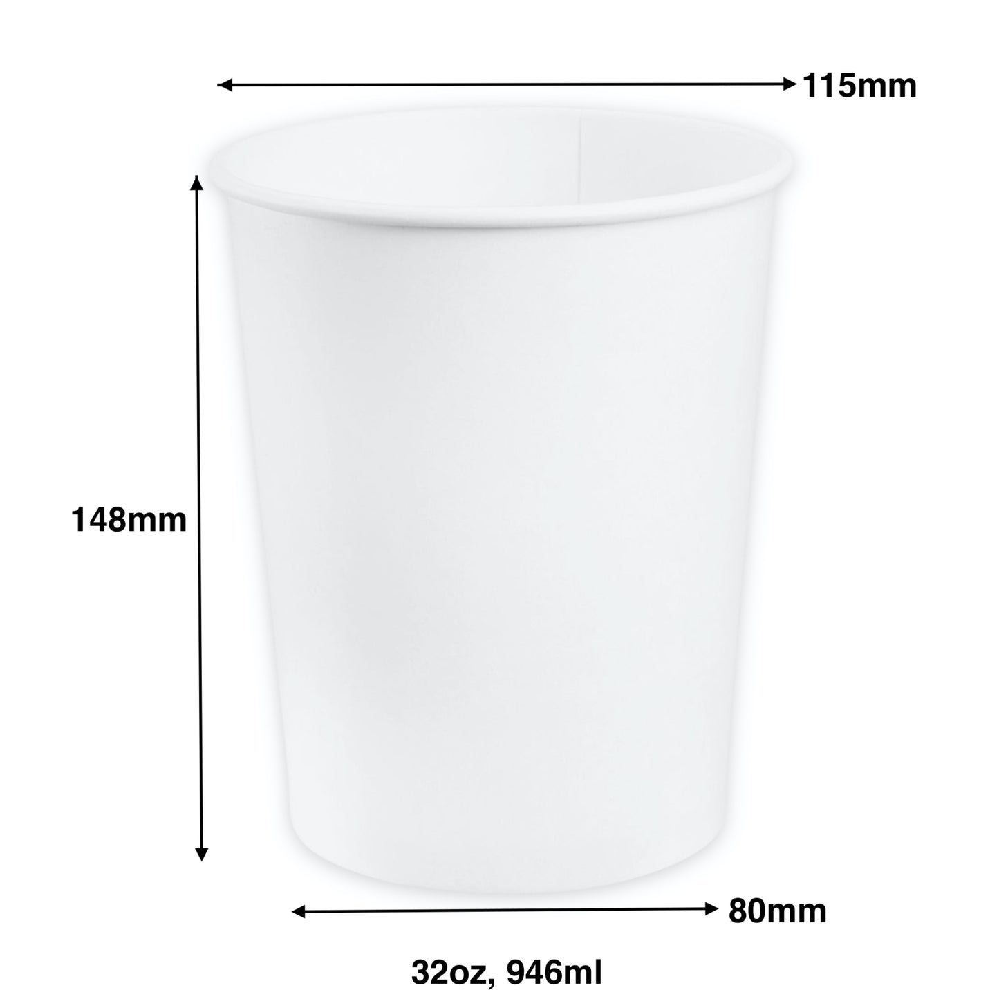 32oz - Paper Soup Container White - Carton of 500 - KIS PAPER - 5020; From $0.147/pc