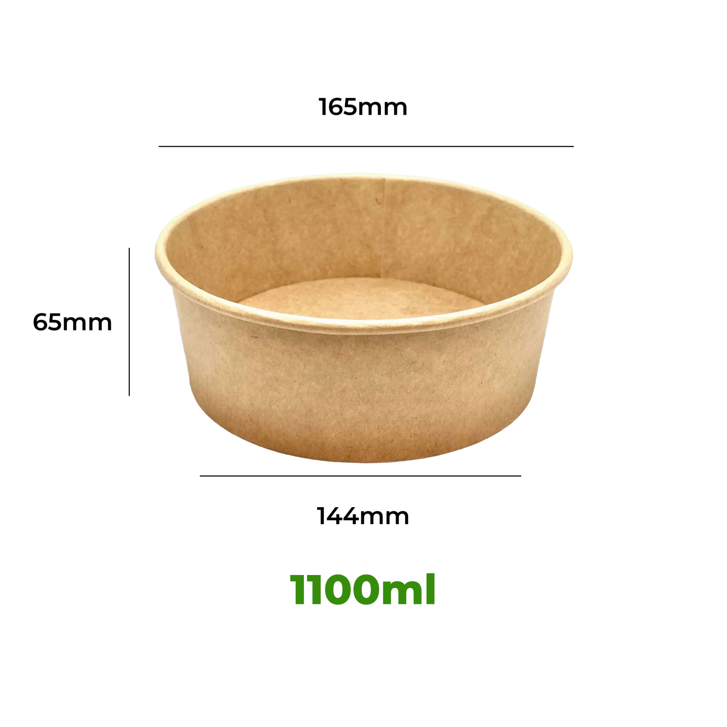 1100ml Kraft Paper Salad Bowl – 165mm (300 Pack)