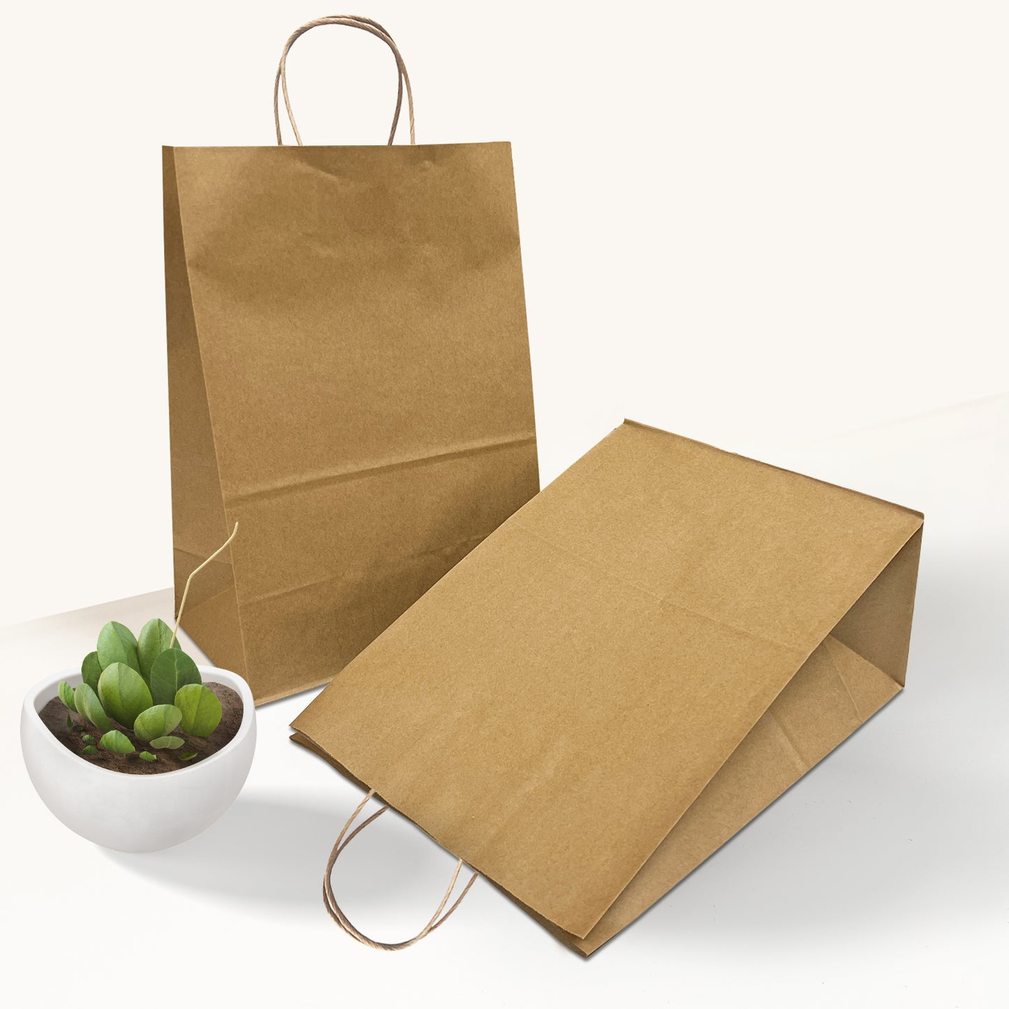 250 Pcs, Simba, 12x7x14 inches, Kraft Paper Bags, with Twisted Handle