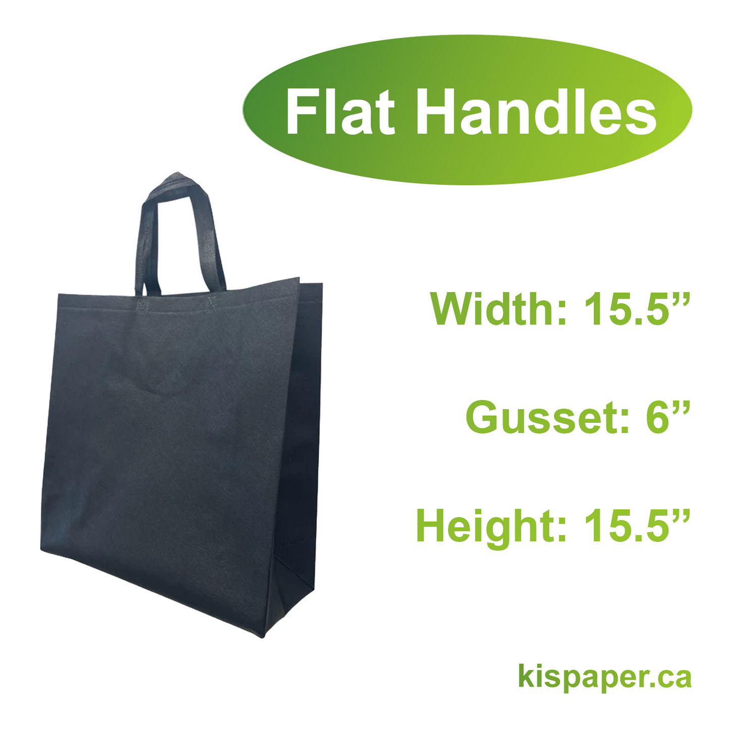 15.5" x 6" x 15.5" - Flat Bottom - Black Non-Woven Shopping Bags - Carton of 200 - KIS PAPER - 5265; $0.55/pc