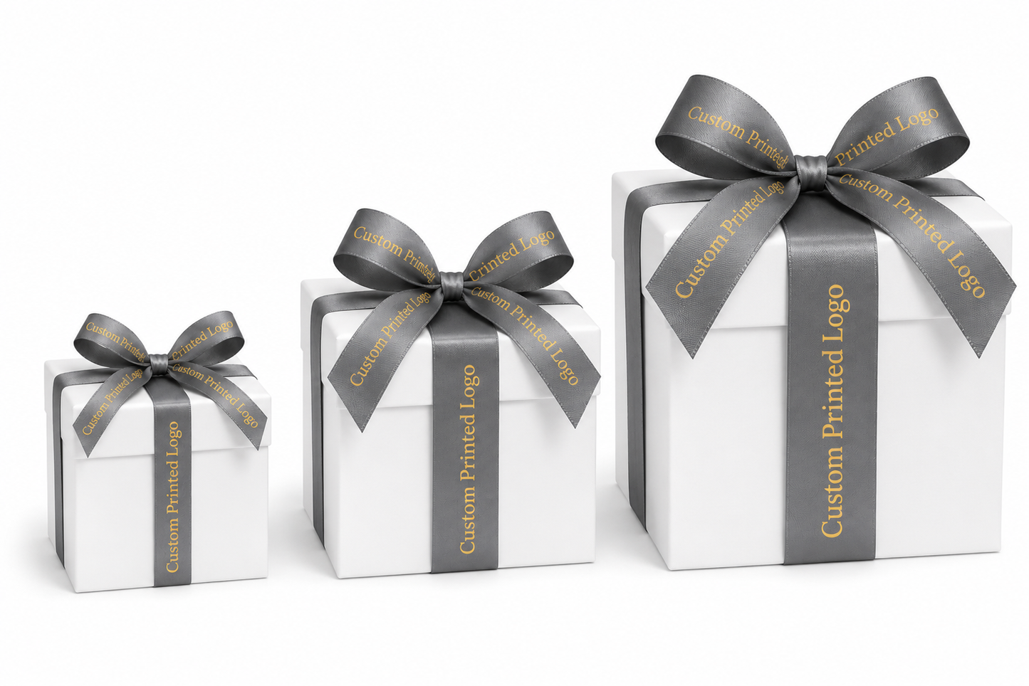 Custom Print Shell Grey Solid Single-Face Satin Ribbon – 3 Sizes (⅝″, ⅞″, 1½″)