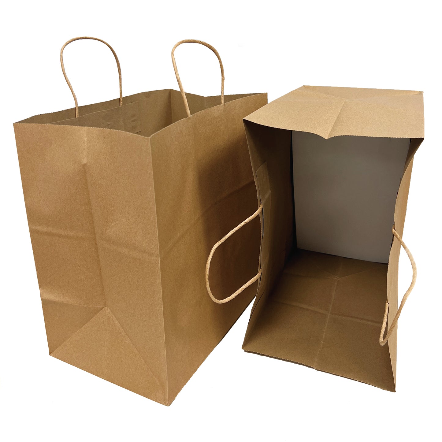 1383B | 200pcs Take Out 13x8x13 inches Kraft Paper Bag Cardboard Insert with Twisted Handles, $0.55/pc
