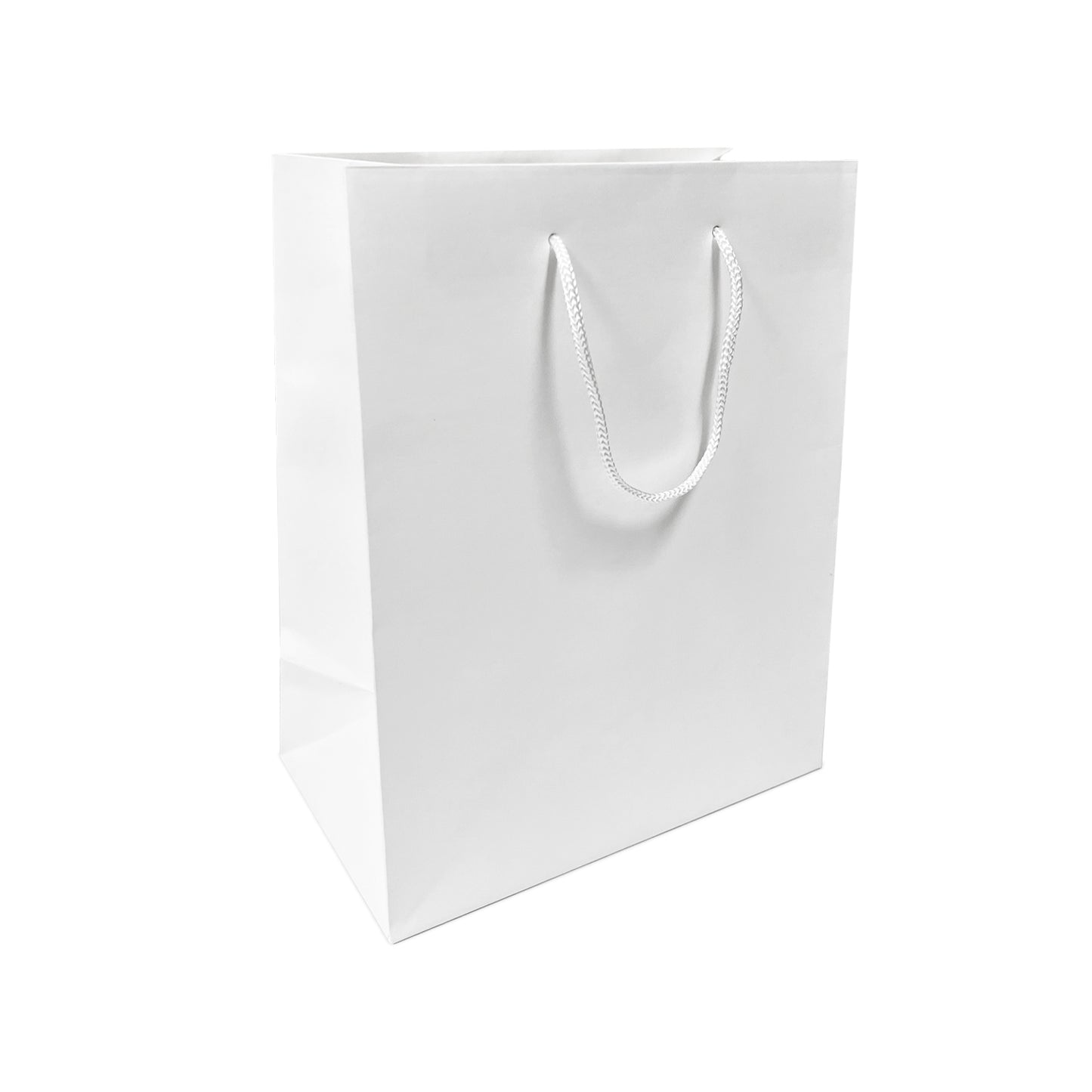 150 Pcs, Cub, 8x4.75x10.25 inches, White Euro Tote Paper Bags, with Rope Handle