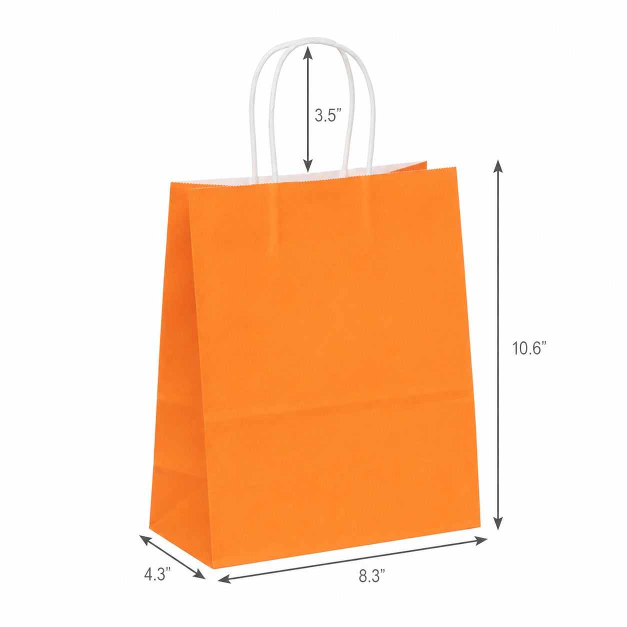 Bright Orange Paper Shopping Bag with Twisted Handles (8.3" x 4.3" x 10.6"), Cub, SKU #6494