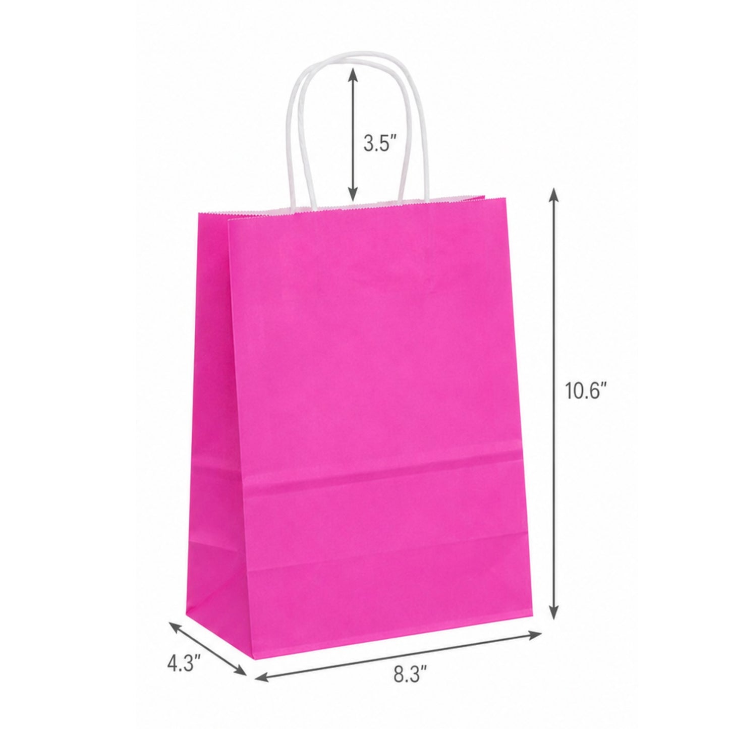 Hot Pink Paper Shopping Bag with Twisted Handles (8.3" x 4.3" x 10.6"), Cub, SKU #6493