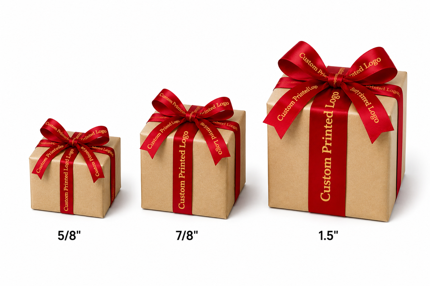 Custom Print Scarlet Solid Single-Face Satin Ribbon – 3 Sizes (⅝″, ⅞″, 1½″)