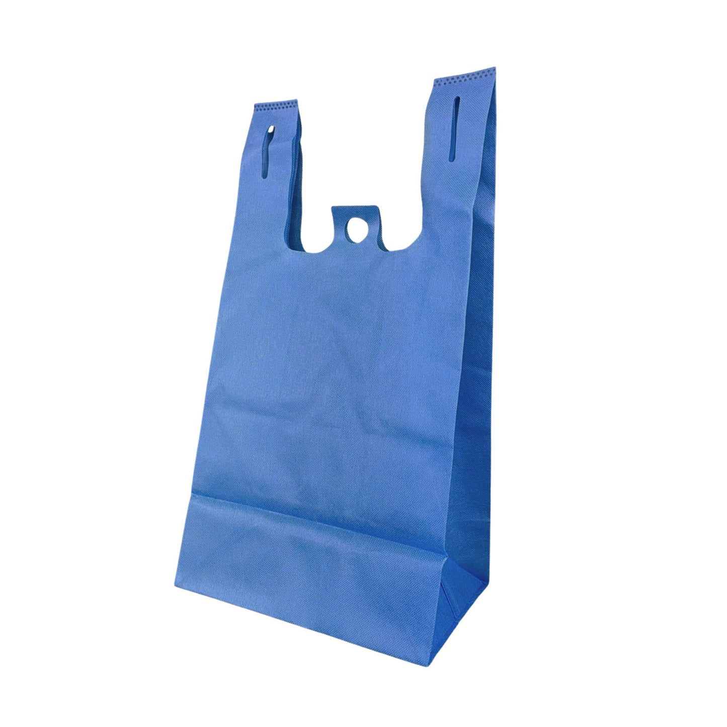 12" x 7" x 22" x 7" - Flat Bottom - Blue Non-Woven T-Shirt Bags - Carton of 200 - KIS PAPER - 5256; $0.48/pc
