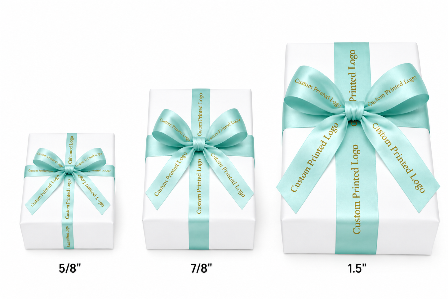 Custom Print Aqua Solid Single-Face Satin Ribbon – 3 Sizes (⅝″, ⅞″, 1½″)