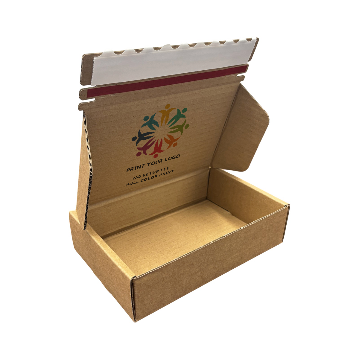 8" x 5" x 2" - Custom Kraft Mailer Boxes Self-Seal Tape - Bundle of 40 - KIS PAPER - 6082; Full Color Custom Print, Printed in Canada; From $1.29/pc