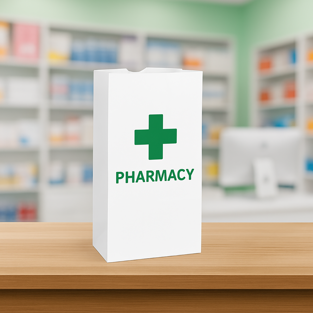 #5 - 5.25" x 3.25" x 11" - Prescription Bags - White Grocery Bags - Carton of 1000 - KIS PAPER - 6024; $0.059/pc