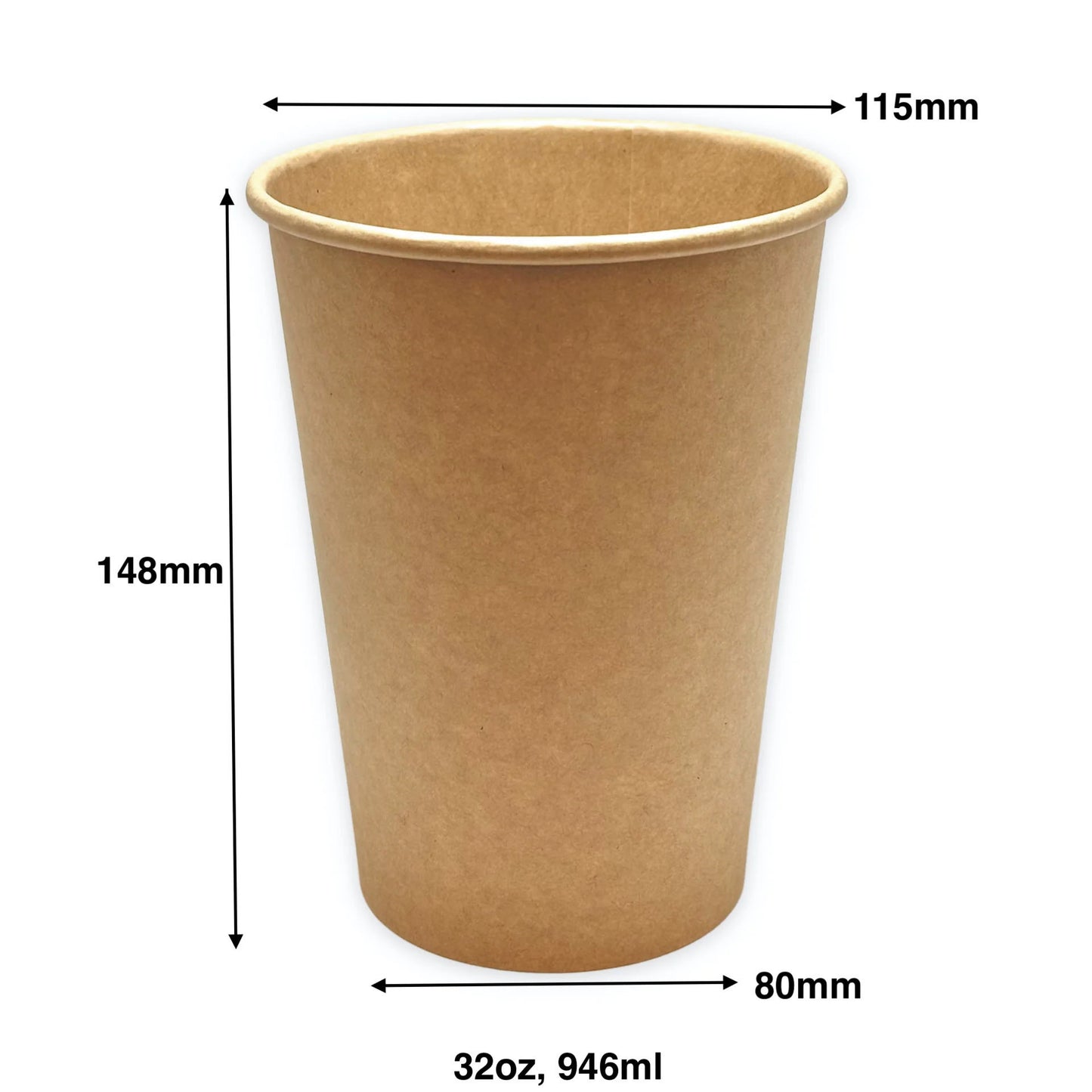 32oz - 115mm Paper Soup Containers Kraft - Carton of 500 - KIS PAPER - 5004; From $0.165/pc