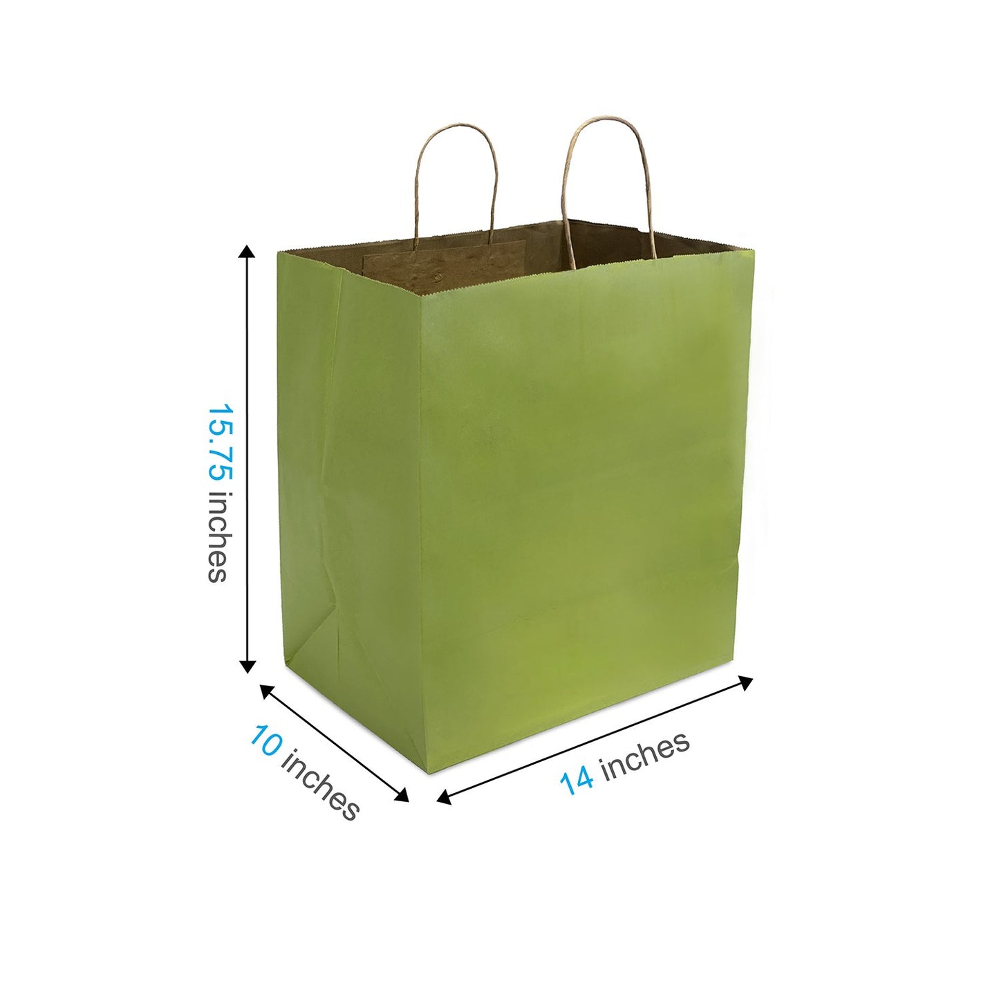 Lime Paper Shopping Bag with Twisted Handles (14" x 10" x 15.75"), Super Royal, SKU #5330