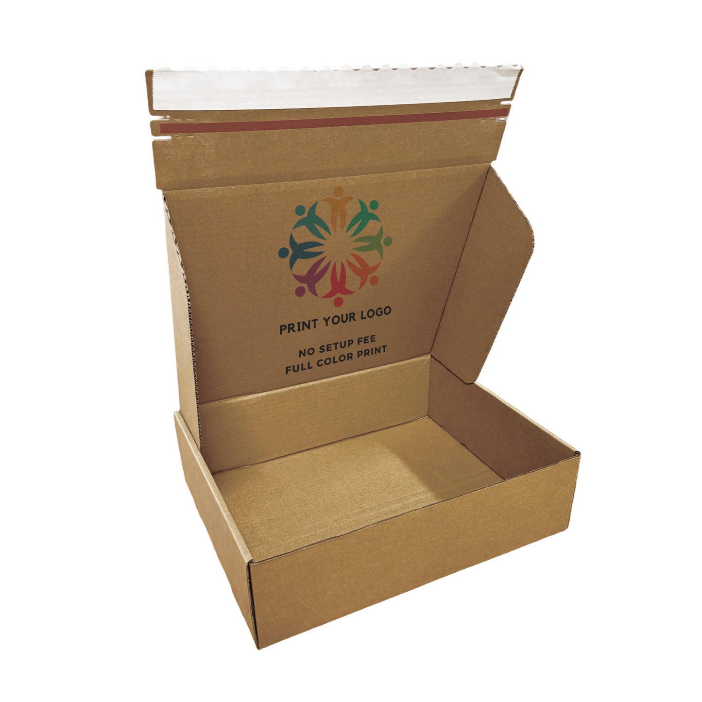 14.25" x 11.25" x 4" - Custom Kraft Mailer Boxes Self-Seal Tape - Bundle of 40 - KIS PAPER - 5357; Full Color Custom Print, Printed in Canada; From $2.796/pc