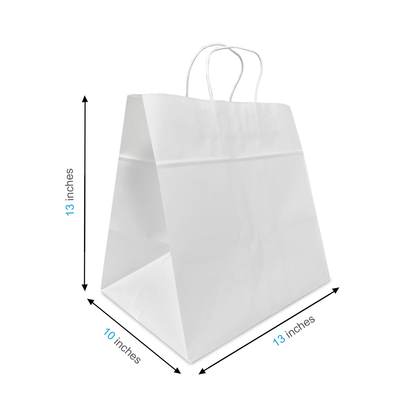 250 Pcs, Cake, 16x6x19.25 inches, White Kraft Paper Bags, with Twisted Handles