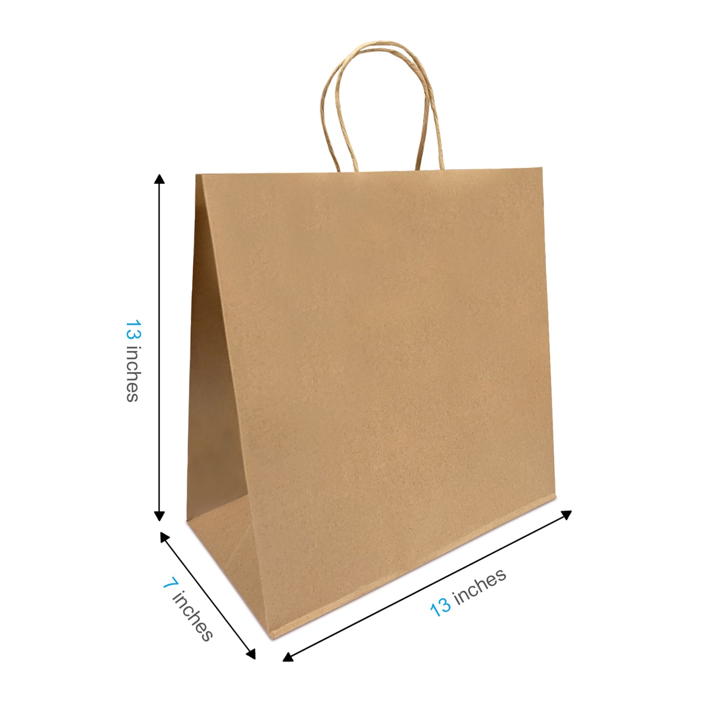 250 Pcs, Star, 13x7x13 inches, Kraft Paper Bags, with Twisted Handle