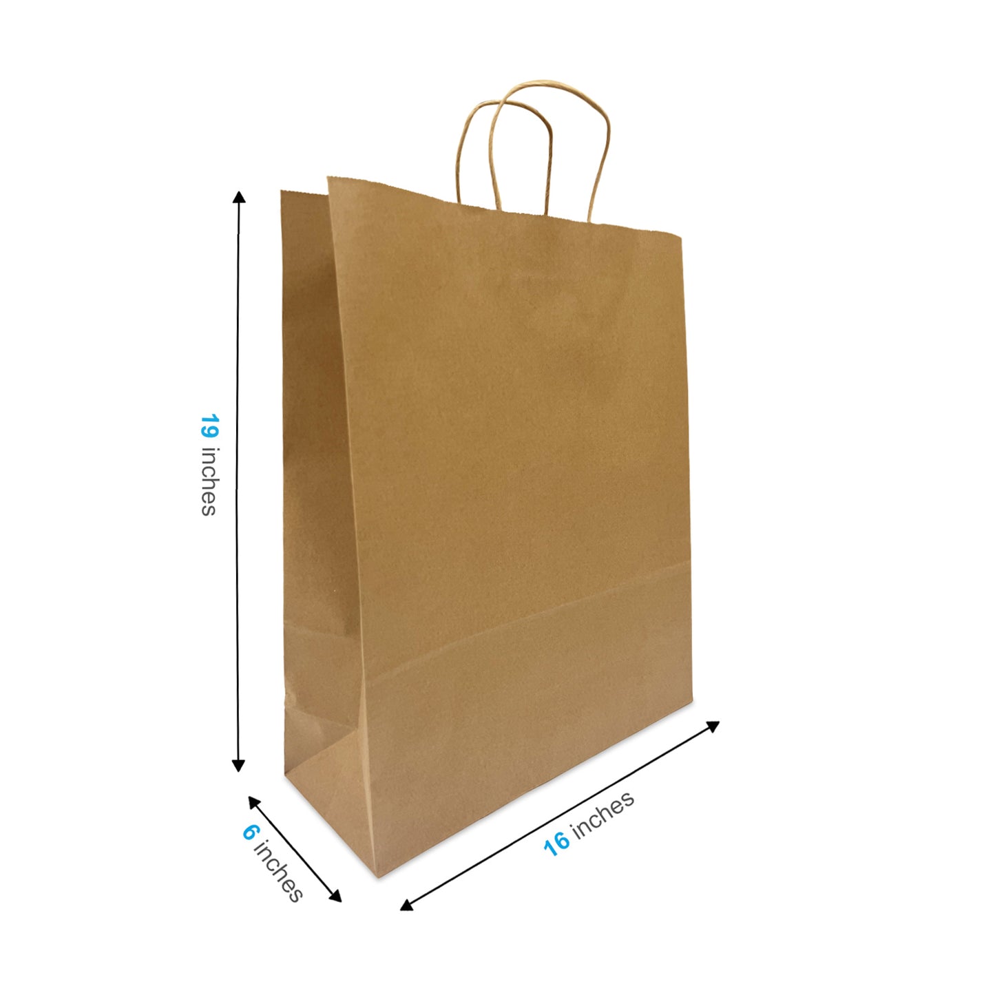 200 Pcs, Queen, 16x6x19.25 inches, Kraft Paper Bags, with Twisted Handles