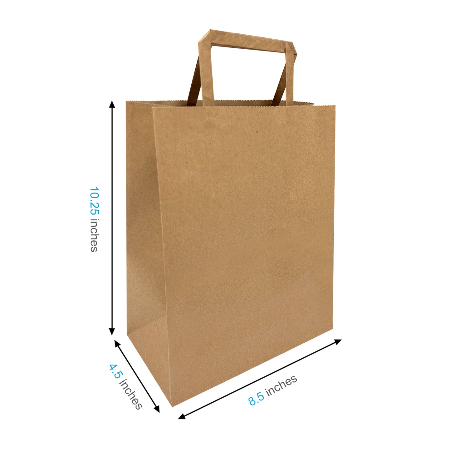 300 Pcs, Cub, 8.5x4.5x10 inches, Kraft Paper Bags, with Flat Handle
