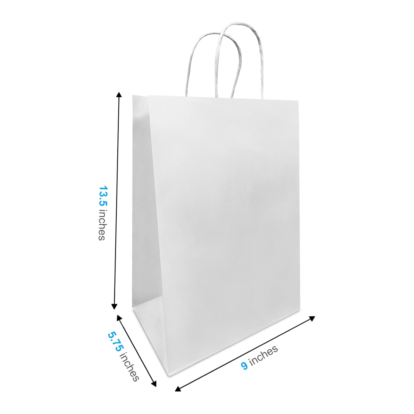 200 Pcs, Double Wine, 9x5.75x13.5 inches, White Kraft Paper Bags, with Twisted Handle