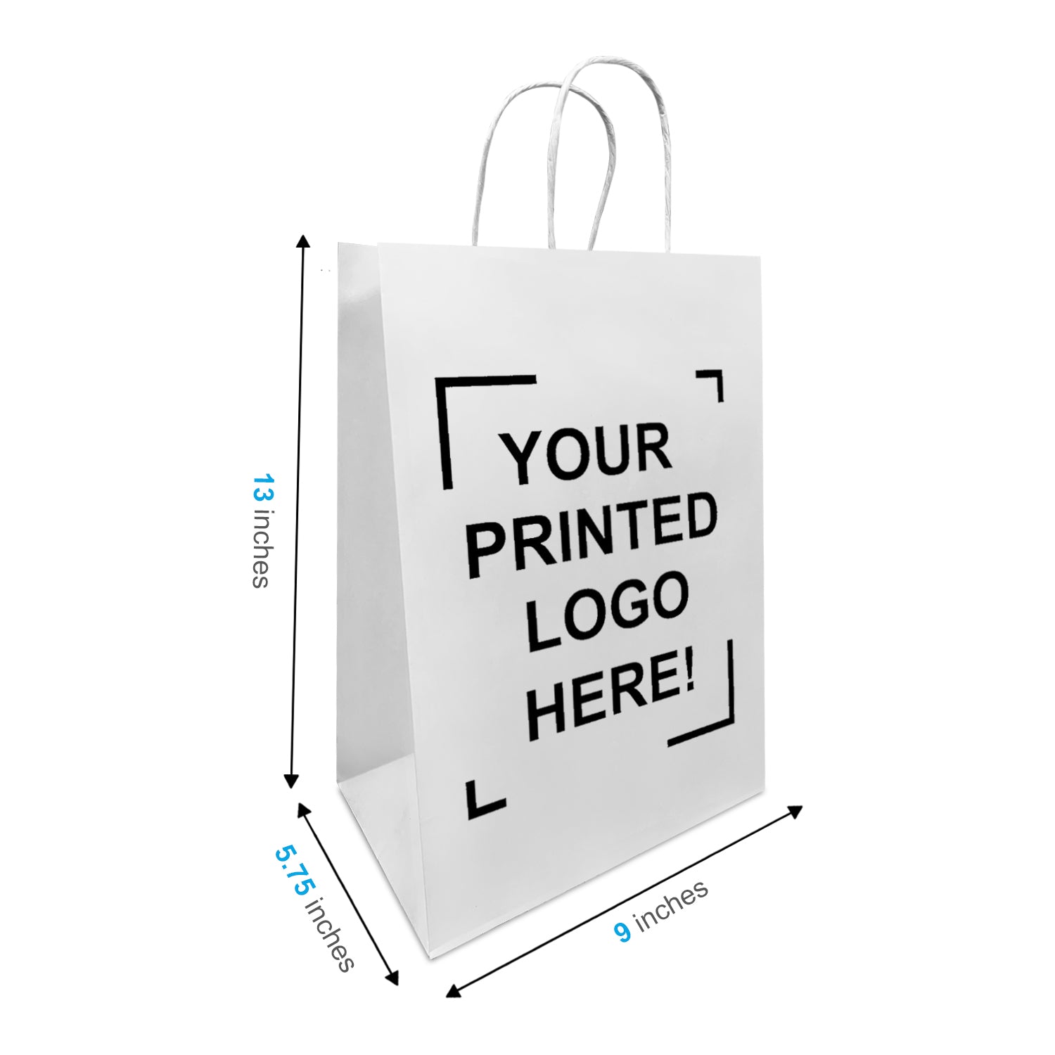 200pcs, Double Wine 9x5.75x13 inches White Paper Bags Twist Handles, Full  Color Print, Printed in Canada