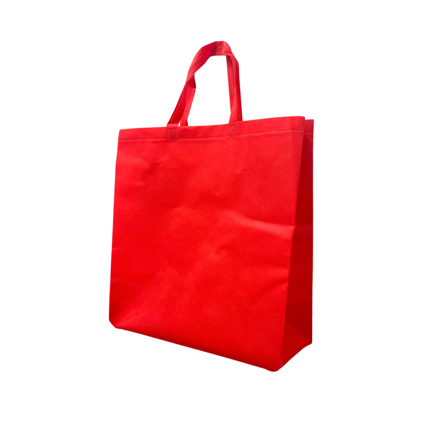 200pcs, Grocer, 15.5x6x15.5 inches, Red Non-Woven Reusable shopping Bags, with Flat handle