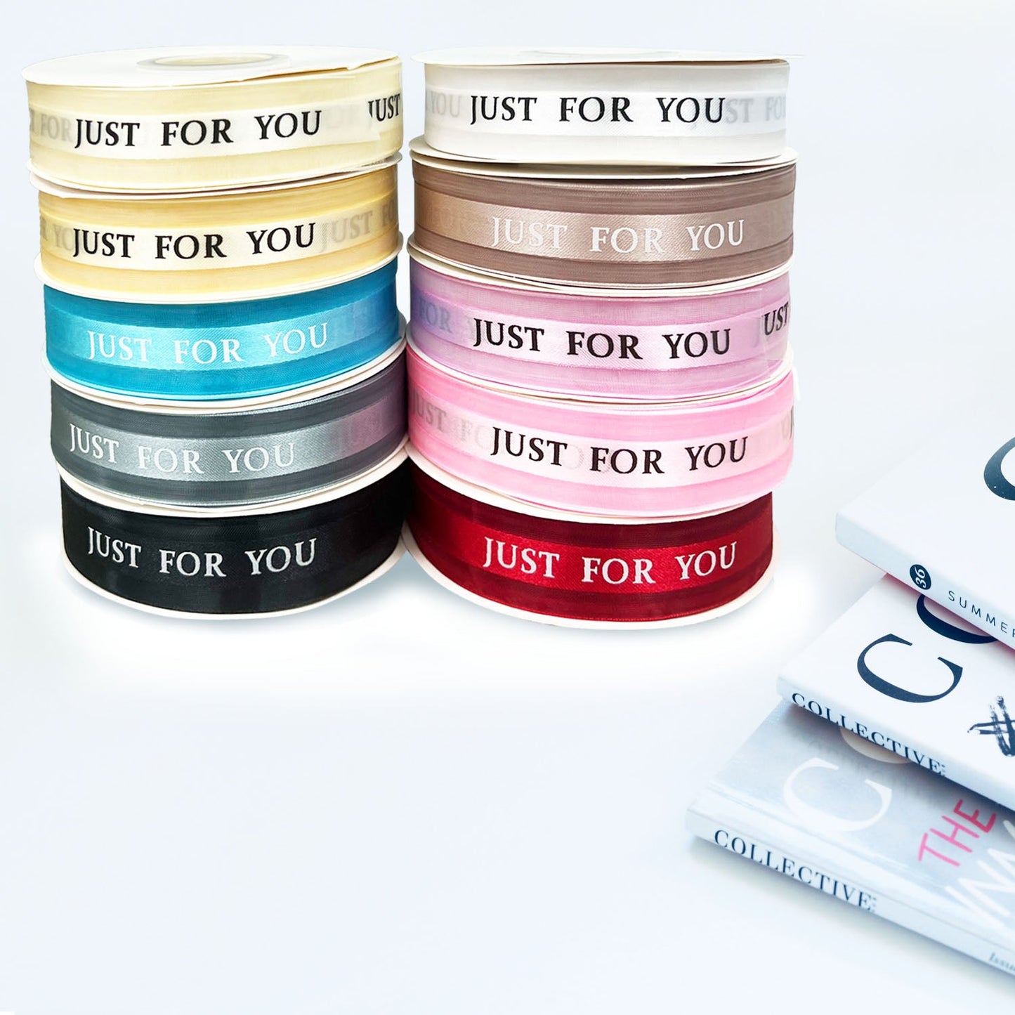 5pcs Pink 0.98x1440 inches "Just For You" Single Faced Ribbon; $5.5/pc