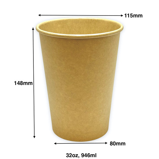 KIS-SC32 | 32oz, 946ml Kraft Paper Soup Cup Base; From $0.22/pc