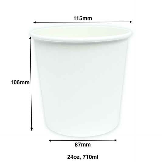 KIS-EM24G | 24oz, 710ml White Paper Soup Cup Base; From $0.118/pc
