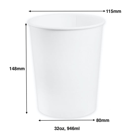 KIS-EM32G | 32oz, 946ml White Paper Soup Cup Base; From $0.146/pc