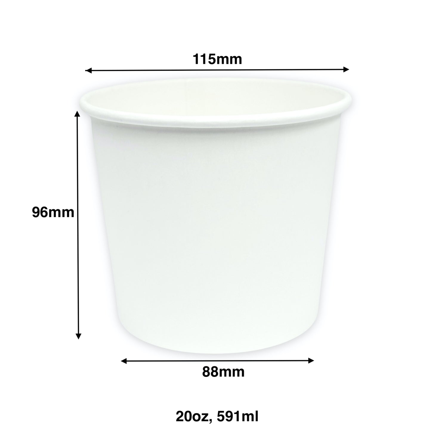 KIS-EM20G | 20oz, 591ml White Paper Soup Cup Base; From $0.117/pc