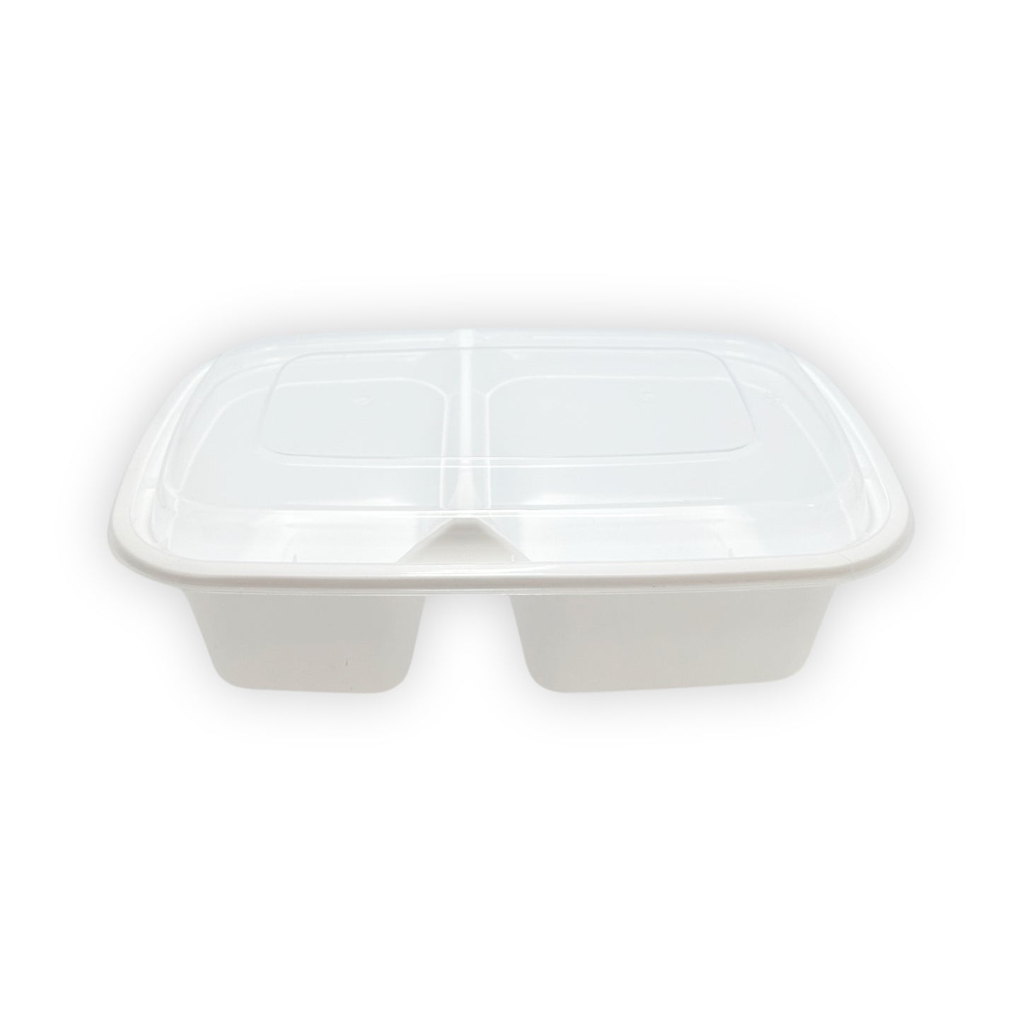 KIS-KY238G | 150sets 38oz, 1124ml 2-Compartment White PP Rectangle Container with Clear Lids Combo; $0.281/set