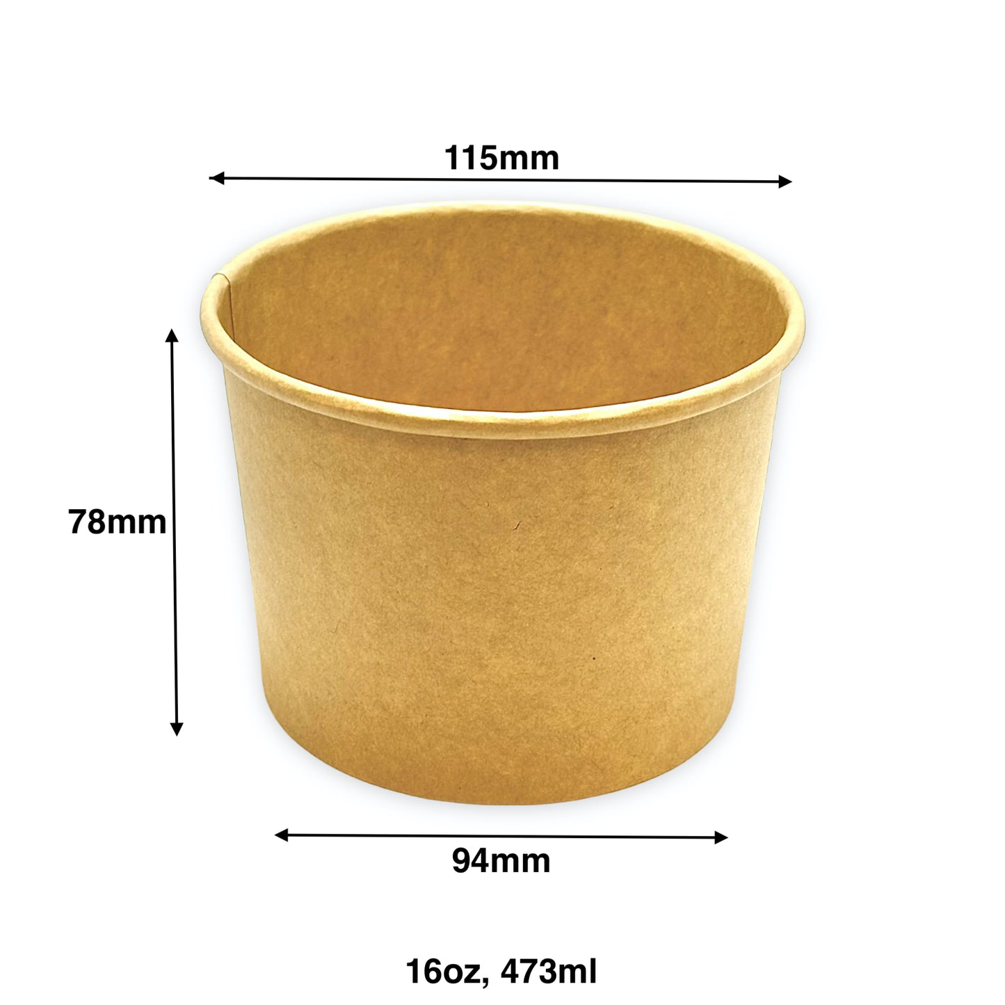KIS-SC16 | 16oz, 473ml Kraft Paper Soup Cup Base; From $0.11/pc
