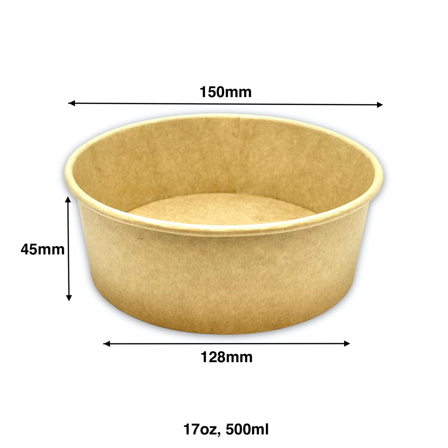 Paper Salad Bowl Kraft - 500ml - Carton of 300 - KIS PAPER - 11037; From $0.15/pc