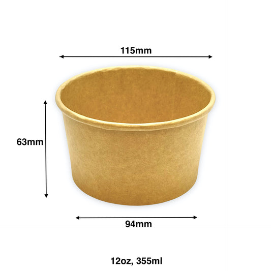 KIS-SC12| 12oz, 355ml Kraft Paper Soup Cup Base; From $0.11/pc