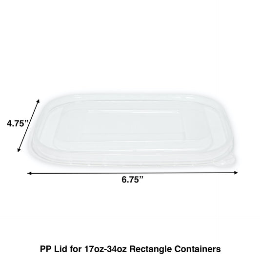 KIS-PL475 | PP Lids for 17oz-34oz Kraft Paper Rectangle Containers; From $0.12/pc