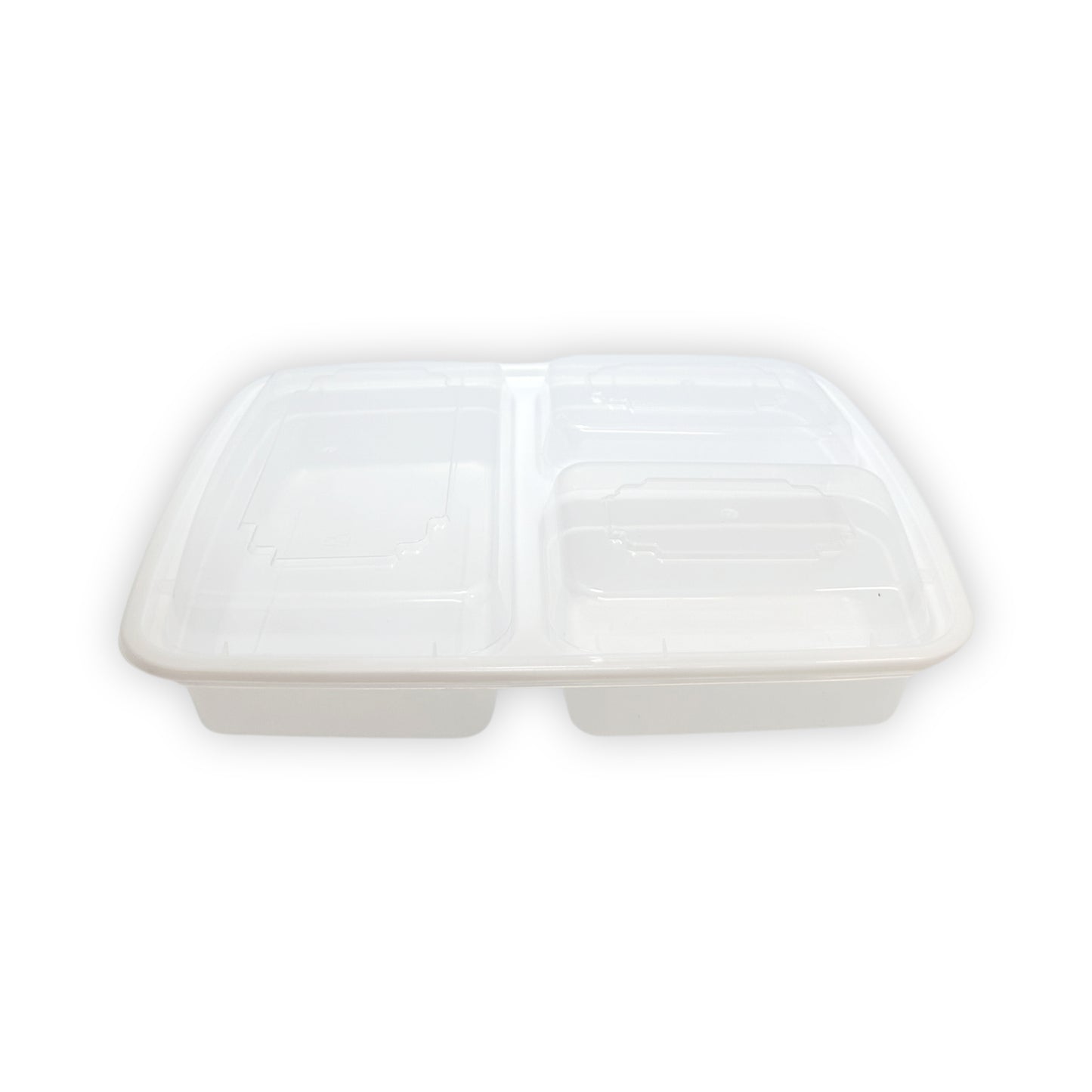 KIS-KY339G | 150sets 39oz, 1153ml 3-Compartment White PP Rectangle Container with Clear Lids Combo; $0.345/set