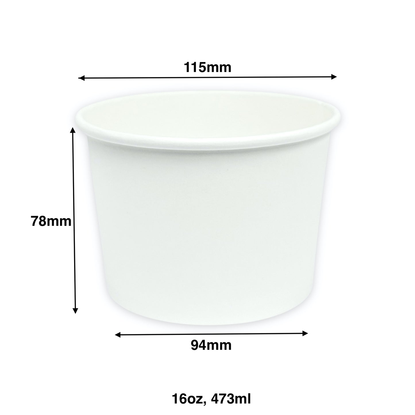 KIS-EM16G | 16oz, 473ml White Paper Soup Cup Base; From $0.105/pc