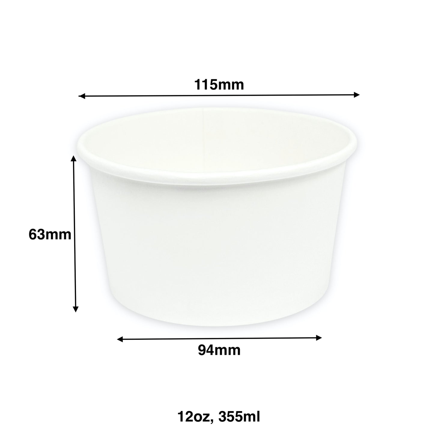 KIS-EM12G | 12oz, 355ml White Paper Soup Cup Base; From $0.090/pc