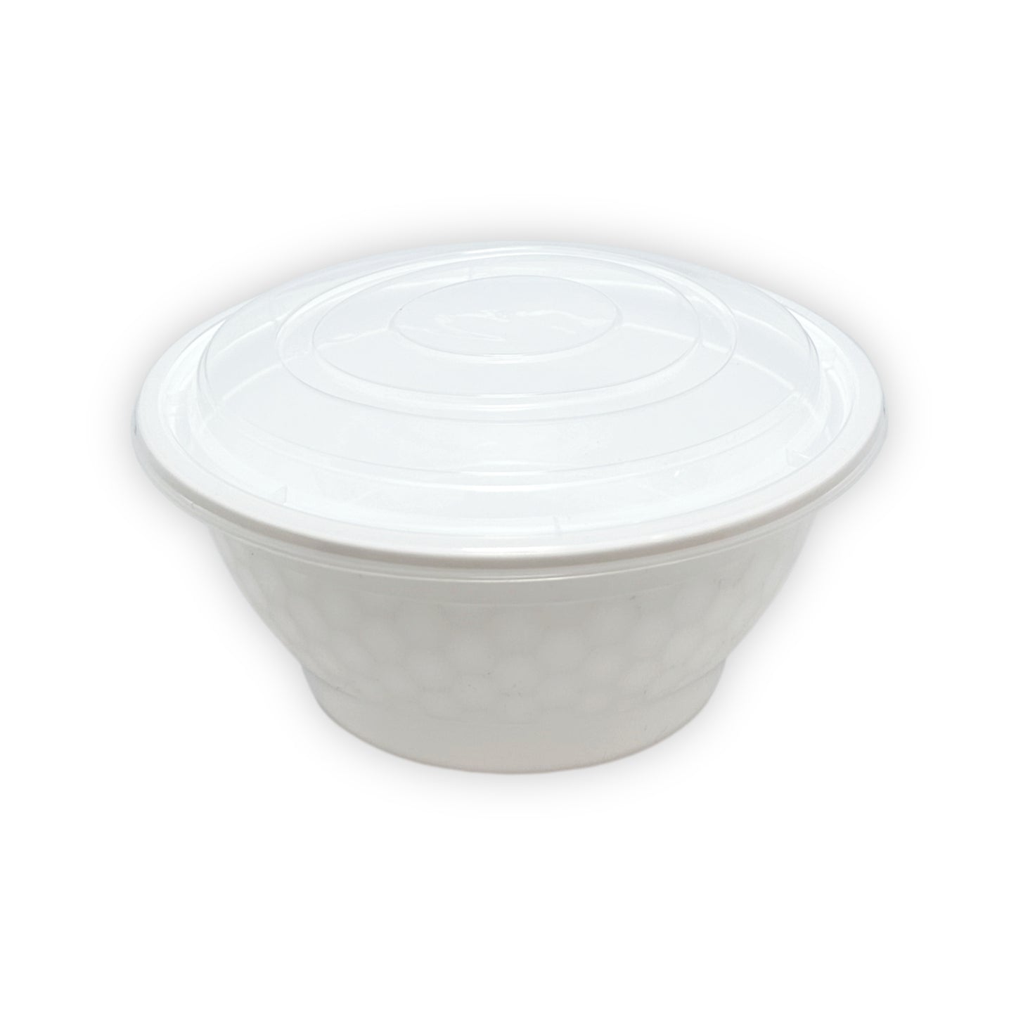 KIS-BO32G | 150sets 32oz, 946ml White PP Round Bowl with Clear Lids Combo; $0.246/set