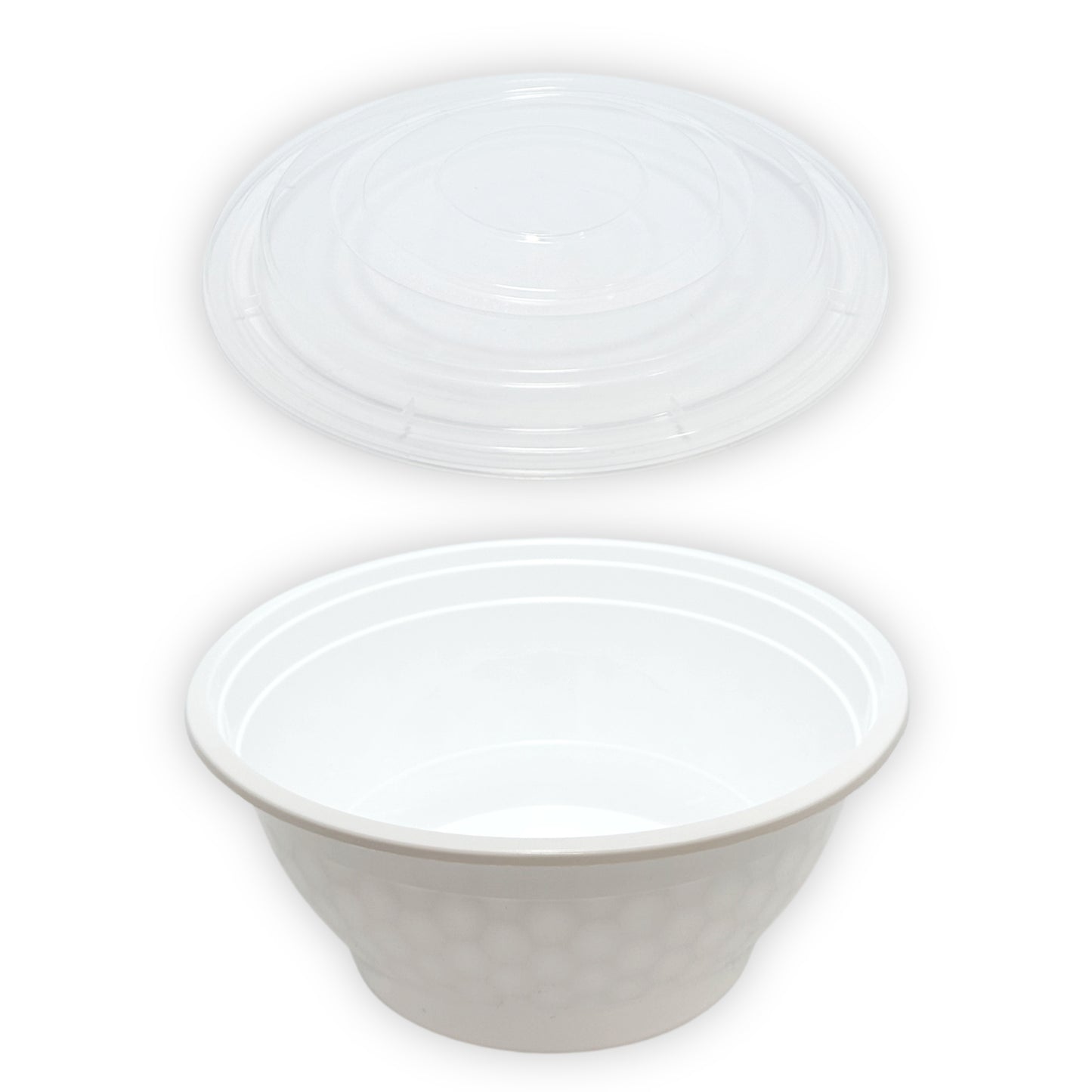 KIS-BO32G | 150sets 32oz, 946ml White PP Round Bowl with Clear Lids Combo; $0.246/set