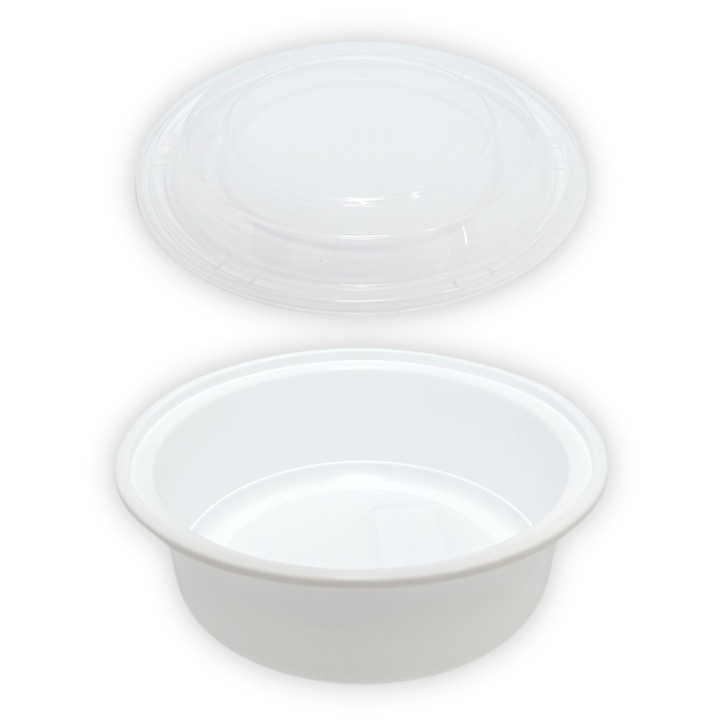 KIS-R32G | 150sets 32oz, 946ml White PP Round 7" Container with Clear Lids Combo; $0.249/set