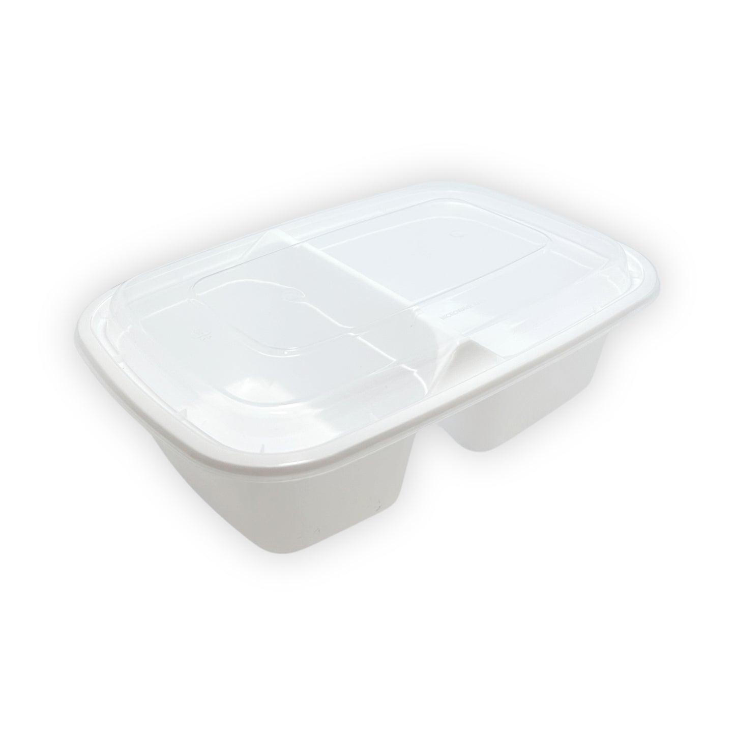 KIS-KY238G | 150sets 38oz, 1124ml 2-Compartment White PP Rectangle Container with Clear Lids Combo; $0.281/set
