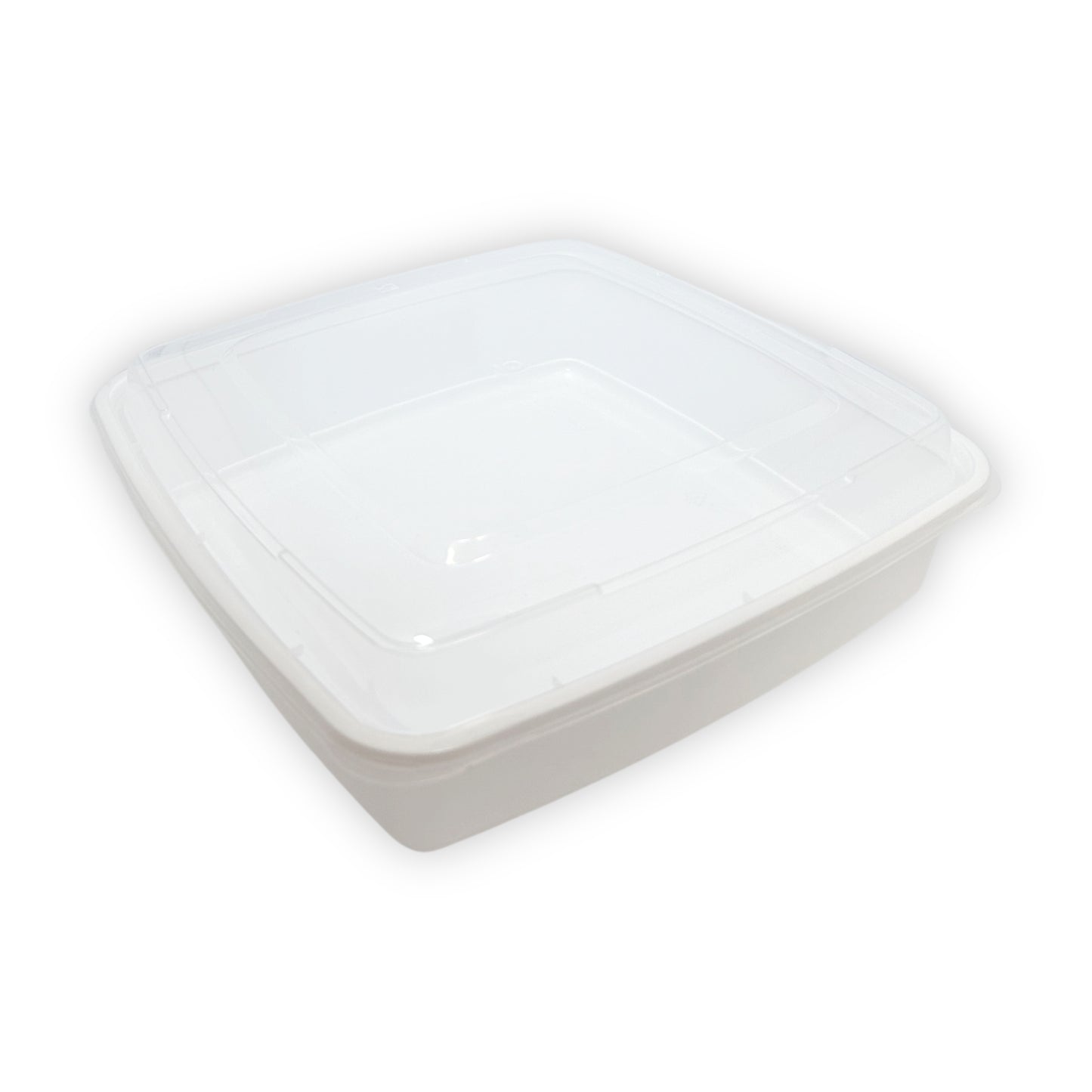 KIS-KY48G | 100sets 48oz, 1420ml White PP Square Container with Clear Lids Combo; $0.450/set