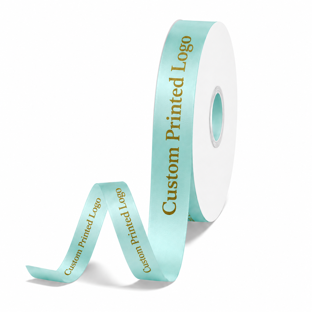 Custom Print Aqua Solid Single-Face Satin Ribbon – 3 Sizes (⅝″, ⅞″, 1½″)