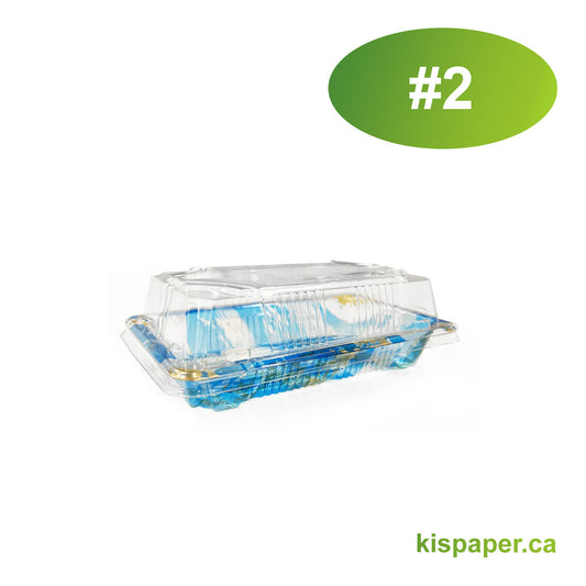 #2 - 6.4" x 3.7" x 2.1" - PET Rectangle Sushi Tray Sets - Carton of 400 - KIS PAPER - 5203; $0.12/set