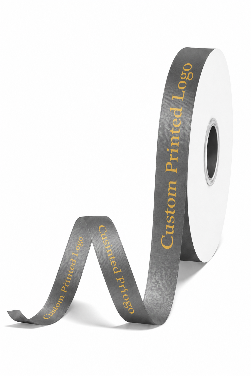 Custom Print Shell Grey Solid Single-Face Satin Ribbon – 3 Sizes (⅝″, ⅞″, 1½″)