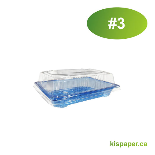 #3 - 6.6" x 4.7" x 2.1" - PET Rectangle Sushi Tray Sets - Carton of 400 - KIS PAPER - 5204; $0.15/set