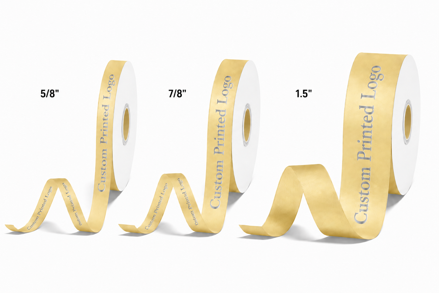 Custom Print Ivory Solid Single-Face Satin Ribbon – 3 Sizes (⅝″, ⅞″, 1½″)