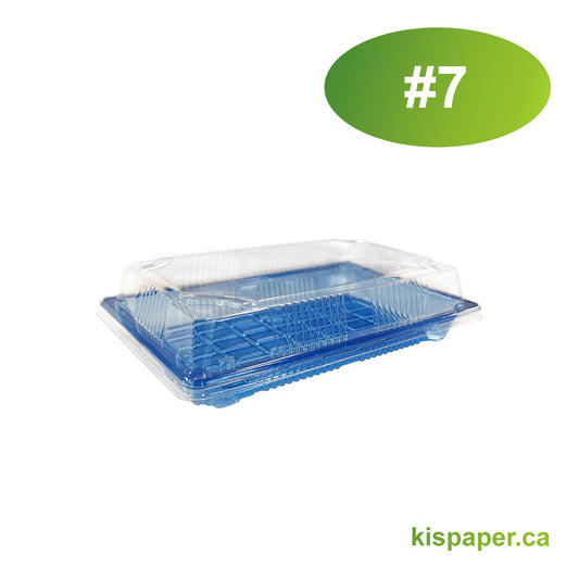 #7 - 8.8" x 5.5" x 2.1" - PET Rectangle Sushi Tray Sets - Carton of 400 - KIS PAPER - 5206; $0.23/set