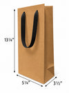 Euro Tote Kraft Paper Wine Bag 5.3"x3.25"x13" with Black Ribbon Handles, 150 pcs/Case – SKU#5425