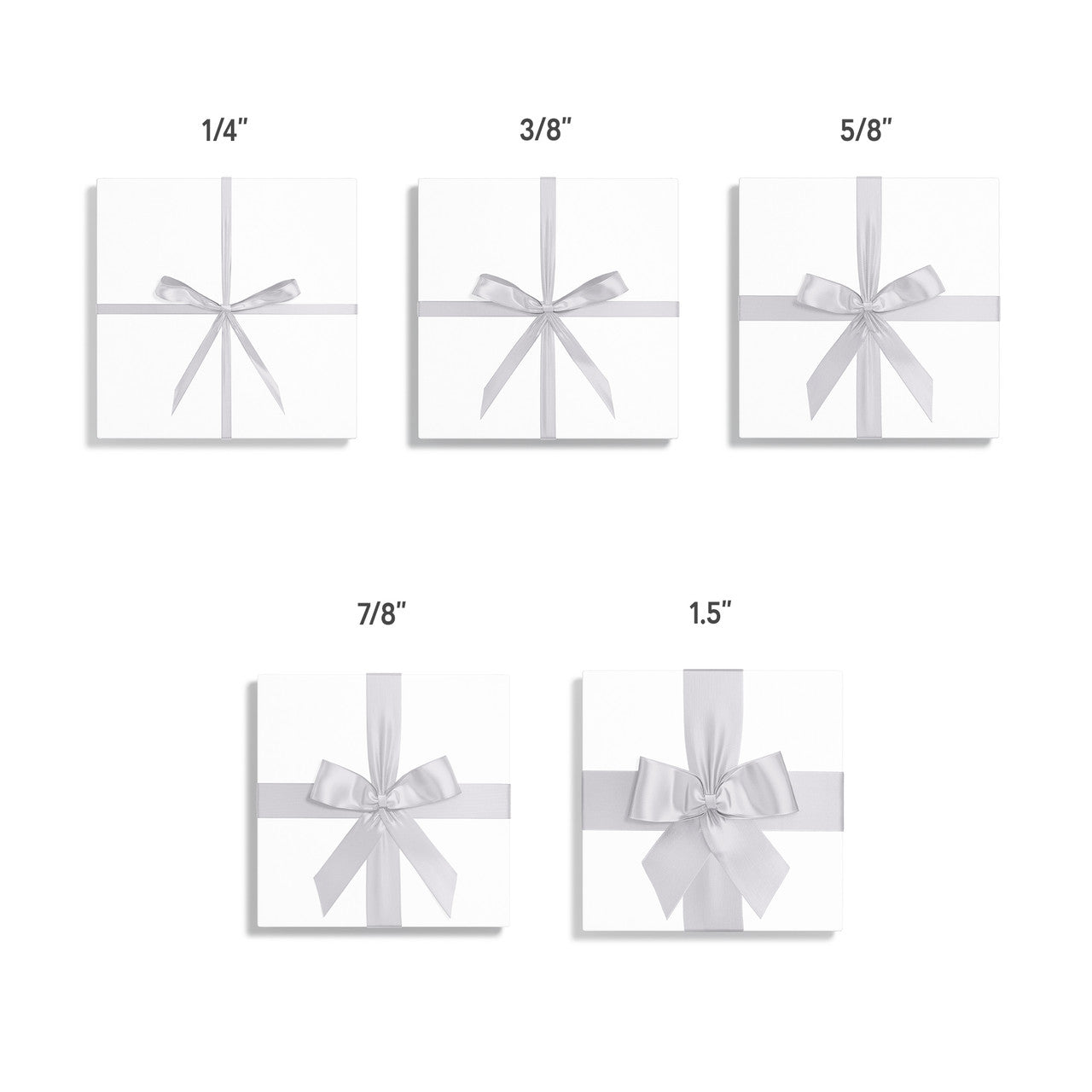 1pc White Solid Single Face Satin Ribbon; 5 Sizes